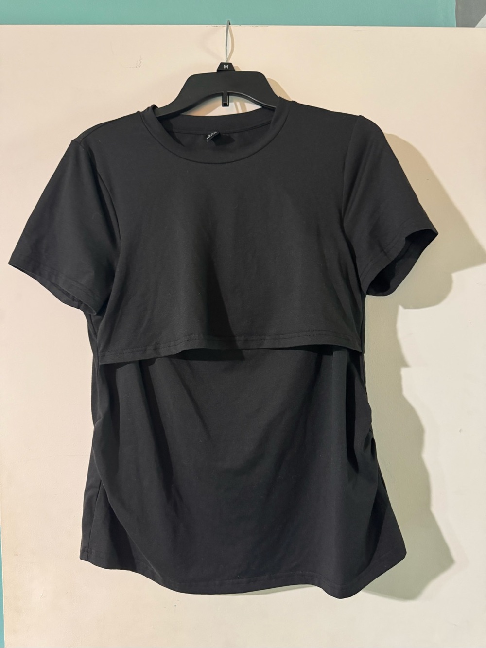 SHEIN Black Layered Short-Sleeve Nursing Tee